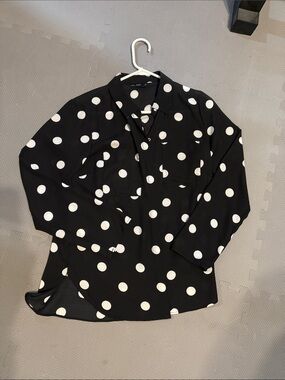 F&F Black Blouse with White Polka Dots